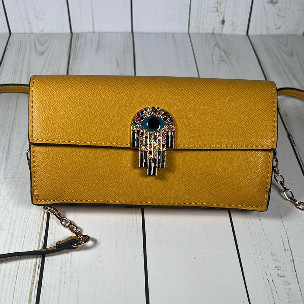 Yellow Crossbody Bag with Eye Detail